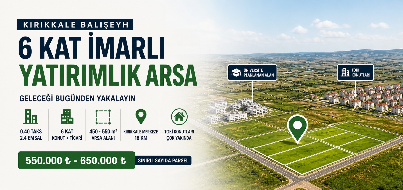 KIRIKKALE'DE İMARLI ARSALAR